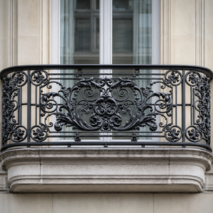 Luxury Black Wrought Iron Balcony <b>Railing</b> with Ornate Floral Scroll Design for Villa Window Terrace Fence Panel Guardrail - Product Image 3