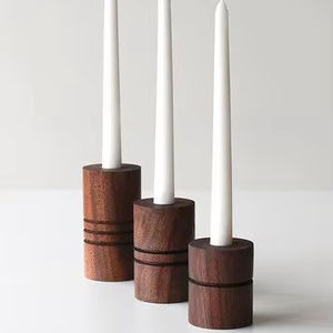 Porte-bougie artisanal en bois de manguier/acacia, personnalisable, gravé au laser, design décoratif pour la décoration de la maison, anniversaire - Product Image 1