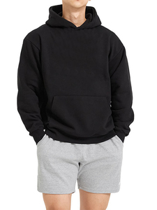 Men's Classic <b>Black</b> <b>Fleece</b> Hoodie Regular Fit Cotton Blend Pullover Sweatshirt With Kangaroo Pocket Casual Autumn Winter Wear - Product Image 2