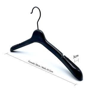 Nuevas perchas de plástico para abrigos, venta directa de fábrica, perchas de plástico negras con logo impreso - Product Image 6