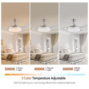 Ventilatore da Soffitto LED Moderno da 42 Pollici con Telecomando, Pale Retrattili a 2 Livelli, 6 Velocità Regolabili, Funzionamento Silenzioso, Design a 2 Livelli - Product Image 5