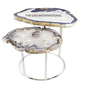 Elegant Solid Wood <b>Coffee</b> <b>Table</b> with Metal Legs Sky Blue Resin Top Farmhouse & Hotel Style Home Furniture - Product Image 2