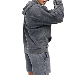 Ensemble de survêtement personnalisé pour homme, pull à capuche noir délavé, short, tenue d'entraînement, design imprimé sur mesure - Product Image 5