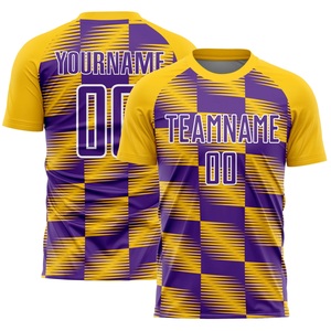 Tenue de football personnalisée jaune et violette, maillot d'équipe en tissu mesh léger, conçu pour l'entraînement, les matchs et les tournois - Product Image 2