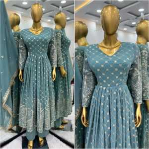 Haut de fête bleu 2XL avec sharara et dupatta pour occasions élégantes Shree Hari Fashion-SR - Product Image 3