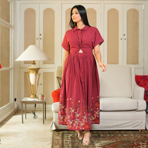 Elegante Vestido Maxi Rojo de Algodón para Mujer - Product Image 4