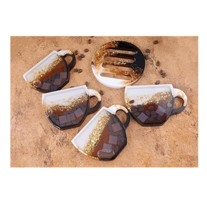 ชุดจานรองแก้วกาแฟทำมือสุดหรูพร้อมที่วาง ทำจากอีพ็อกซี่เรซิ่น – จานรองแก้วดีไซน์ทันสมัยสำหรับตกแต่งบ้าน - Product Image 3