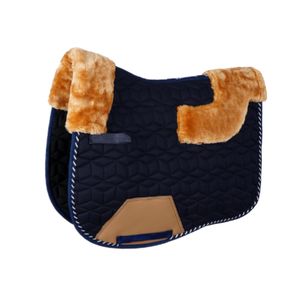 Premium Sheepskin Horse Saddle Pad Set with Matching Ear Bonnet | Hexagon Quilted <b>Equestrian</b> Saddle Cloth | Horse Riding - Product Image 2