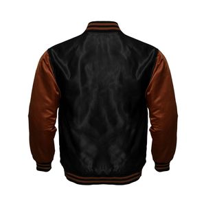 Blouson de baseball unisexe personnalisé en toile, jaune et noir, patchwork géométrique, col montant, vente en gros - Product Image 5