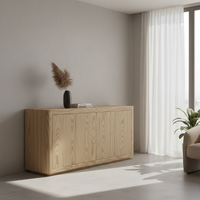 Buffet moderne à 4 portes en chêne massif PKP Soft Edge, design écologique, multifonctionnel, résistant à l'eau, installation facile