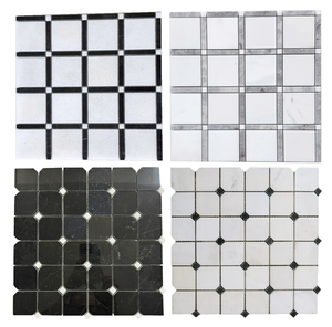 Carrelage mural moderne carré 63 mosaïque, poli noir et blanc, pour salle de bain, résistant à l'eau, design contemporain - Product Image 1