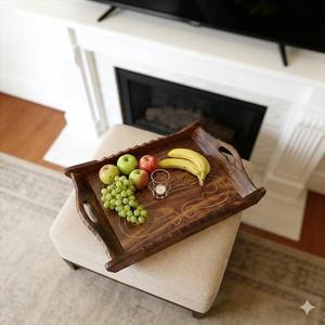 Plateau de service en noyer personnalisé, plateau en bois gravé sur mesure, usage domestique - Product Image 6