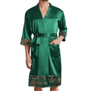 Servicio OEM, Bata de Dormir 100% Seda Satén, Color Sólido, Unisex, Transpirable y de Secado Rápido, Nueva Llegada para Hombre - Product Image 1