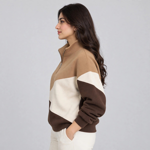 Sweat-shirt demi-zip pour femme de haute qualité, en tissu polaire doux premium, col au design moderne, coupe décontractée, vêtements personnalisés, vente en gros OEM - Product Image 5