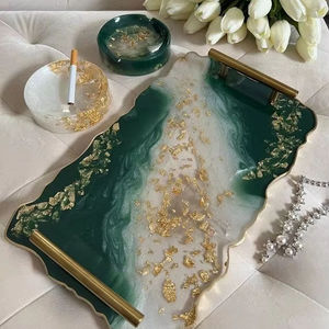 Plateau de service moderne en résine avec poignées, compatible lave-vaisselle et pliable, pour la cuisine domestique, le service de nourriture, de thé, de café, de petit-déjeuner et de fêtes - Product Image 1