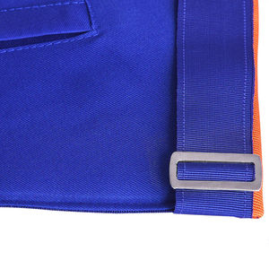 Custom Embroidered Masonic Apron White with Orange and Blue Trim Square Shape <b>Sew</b>-On Badge Classical Style Garment Application - Product Image 5