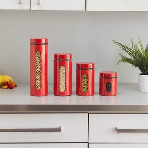 Modern Stainless Steel <b>Storage</b> Jar Canister Set Gold Finish <b>Kitchen</b> Food <b>Storage</b> <b>Containers</b> with Lid - Product Image 5