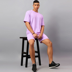 Conjunto de Camiseta y Pantalones Cortos Morados para Hombre, Cuello Redondo, Transpirable, Satinado, 100% Poliéster, Ropa Casual de Verano, Marca Spark, Venta al Por Mayor - Product Image 6