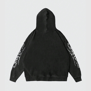 Hoodie streetwear personnalisé à fermeture éclair, coupe oversize, effet délavé, imprimé graphique, coton lourd, fabricant OEM ODM Pakistan - Product Image 2