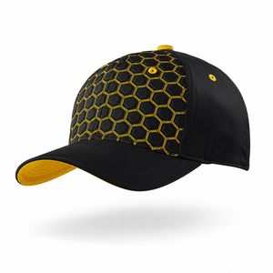 Gorra Snapback Negra y Amarilla de Lona Sólida con Bordado 3D Común, 100% Algodón, Personalizable, Hebilla Metálica Ajustable, Unisex, para Exteriores - Product Image 1
