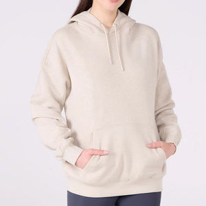 เสื้อฮู้ดดี้ผู้หญิงไซส์ใหญ่ พิมพ์โลโก้ได้ตามสั่ง ขายส่ง เสื้อฟลีซแบบเรียบ ทรงหลวม ไหล่ตก เสื้อฮู้ดดี้ผู้หญิงแบบเปล่า สไตล์สตรีทแวร์ - Product Image 1