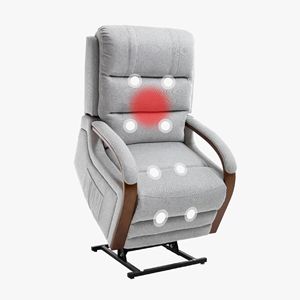 Fauteuil inclinable électrique à double moteur avec fonction massage et chaleur, revêtement en velours égyptien pour personnes âgées, fauteuil releveur électrique - Product Image 1