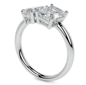Toi Et Moi Two Stone Moissanite <b>Emerald</b> Cut Pear Cut Certified <b>Ring</b> 925 Sterling <b>Silver</b> White Gold Plated Luxury Engagement <b>Ring</b> - Product Image 4