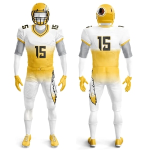 Uniformes de Fútbol Americano Personalizables Blancos y Dorados con Impresión por Transferencia de Calor, 100% Poliéster, Cuello en V, Manga Corta, para Hombres Adultos - Product Image 6