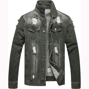 High Quality Custom Men Rhinestone Denim Jean Jackets Sets Top Quality Jeans Jackets for Online Sale denim Men's Jackets - Product Image 1