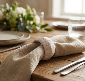Anneau de serviette en tissu rustique, décoration de table naturelle, porte-serviettes de mariage, design simple pour table à manger - Product Image 6