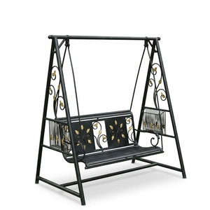 Handmade Wrought Iron Patio Swing Chair Heavy Duty 2 Seater <b>Garden</b> Swing Bench Outdoor <b>Victorian</b> Design Non-Waterproof Cushion - Product Image 1