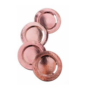 Wholesale Rose Gold Hammered Charger Plates Bulk Event Decor Metal Base Plates Custom Logo Luxury Wedding <b>Table</b> Decorations - Product Image 3
