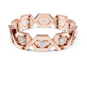 แหวนเพชรสีโรสโกลด์ ดีไซน์ Eternity Band เพชรเลี้ยงในห้องปฏิบัติการ เครื่องประดับเจ้าสาวสำหรับงานแต่งงานและของขวัญวันครบรอบ - Product Image 3