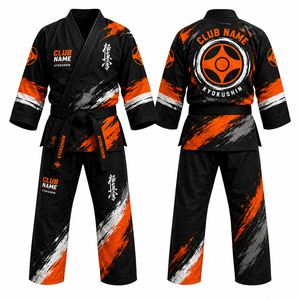 Kimono de karaté Kyokushin de la marque MEGAMAPLE, imprimé par transfert thermique, manches longues, respirant, 100% polyester, col en V, fermeture à nouer, unisexe adulte - Product Image 1