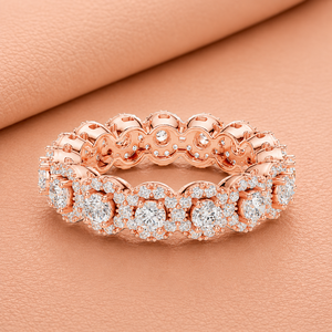 Anillo de Eternidad con Diamante Cultivado en Laboratorio Royal Halo, Certificado por IGI, en Oro Amarillo/Blanco/Rosa, Anillo de Lujo para Novia o Aniversario - Product Image 3