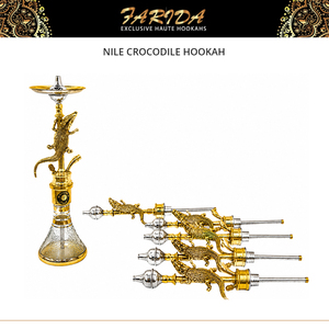 Cachimba de latón macizo con diseño elegante de alta calidad, escultura Farida egipcia hecha a mano, lacada, artística y decorativa, con forma de cocodrilo del Nilo. - Product Image 4
