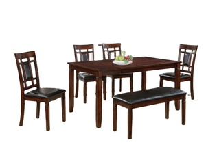 Ensemble pratique 6 pièces pour la maison et le restaurant Petite table à manger rectangulaire en bois massif moderne avec des chaises confortables - Product Image 4
