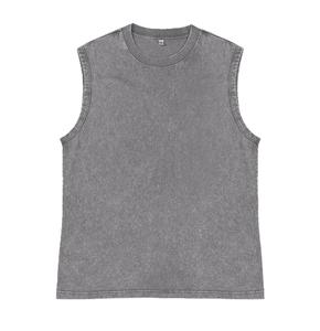 Débardeur homme été haute qualité 100% coton, sans manches, pour sport et gym, effet délavé, streetwear pour homme - Product Image 1