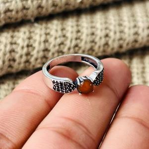 Boho Garnet <b>Solitaire</b> Brass <b>Ring</b> <b>silver</b> Plated Accent Stones Womens <b>Ring</b> For Wholesale - Product Image 2