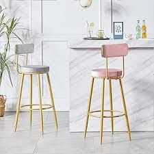 Silla de Bar Moderna de Terciopelo con Estructura Metálica Dorada para Comedor, Isla de Cocina y Cafetería - Product Image 5