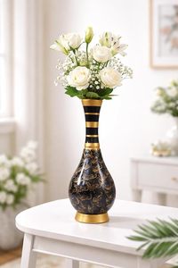 Jarrón Decorativo Alto de Aluminio Moderno de Lujo en Negro y Dorado para Decoración de Hoteles, Bodas y Jardines - Product Image 1