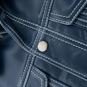 Leather <b>Jacket</b> Casual Faux Leather Motorcycle <b>Jacket</b> Outerwear Coat <b>with</b> <b>Zipper</b> <b>Pockets</b> Men Stand Collar <b>Jackets</b> - Product Image 6