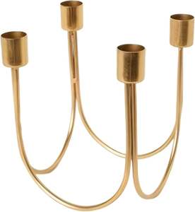 Porte-bougies coniques à 4 bras, bougeoir doré en métal, porte-bougie pour cheminée, centre de table - Product Image 1