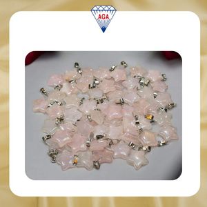 จี้แกะสลักรูปดาวจากโรสควอตซ์ธรรมชาติอันงดงาม ขายส่งเครื่องประดับอัญมณีเพื่อความรัก ความเป็นสิริมงคล และการบำบัดรักษา ของขวัญคริสตัล - Product Image 6