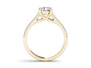 Anillo de compromiso y aniversario de oro de 10k, 14k, 18k para mujer, con diamante solitario de 1 quilate de corte redondo y vástago dividido, certificado IGI - Product Image 2