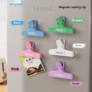 [Color aleatorio] Clip magnético de 3 uds para cocina, clip de plástico para sellar alimentos y aperitivos, suministros de oficina para documentos, facturas, papelería - Product Image 5