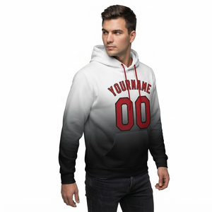 Sudadera con Capucha para Hombre, Tejido de Poliéster, Estilo Casual Otoñal, con Bolsillo Frontal y Cordones Blancos, Color Degradado, Corte Regular - Product Image 1