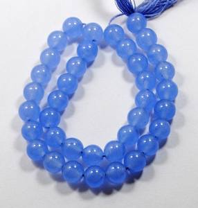 ลูกปัดหินแคลเซโดนีสีน้ำเงินธรรมชาติทรงกลมเรียบ สำหรับทำเครื่องประดับ ขายส่ง - Product Image 5