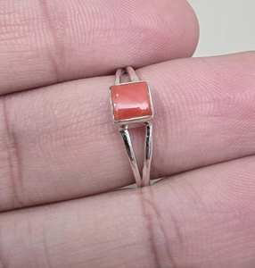 แหวนปะการังธรรมชาติ เงินแท้ 925 ประดับพลอยปะการังทรงเหลี่ยม งานแฮนด์เมด - Product Image 4