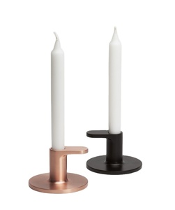 Ensemble de bougeoirs modernes en cuivre et noir, supports décoratifs élégants, accents de décoration intérieure élégants pour le salon, la table à manger - Product Image 1